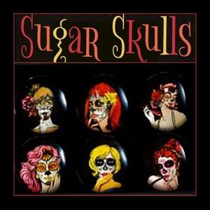 SUGAR SKULLS GIRLS – GLASS MAGNET SET OF 6 NEW